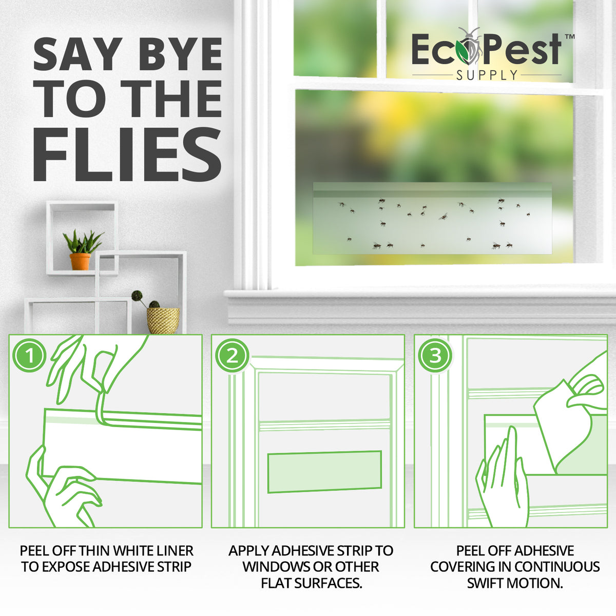 Window Fly Trap – 12 Pack  Transparent Sticky Fly Strips for Windows –  EcoPest Supply