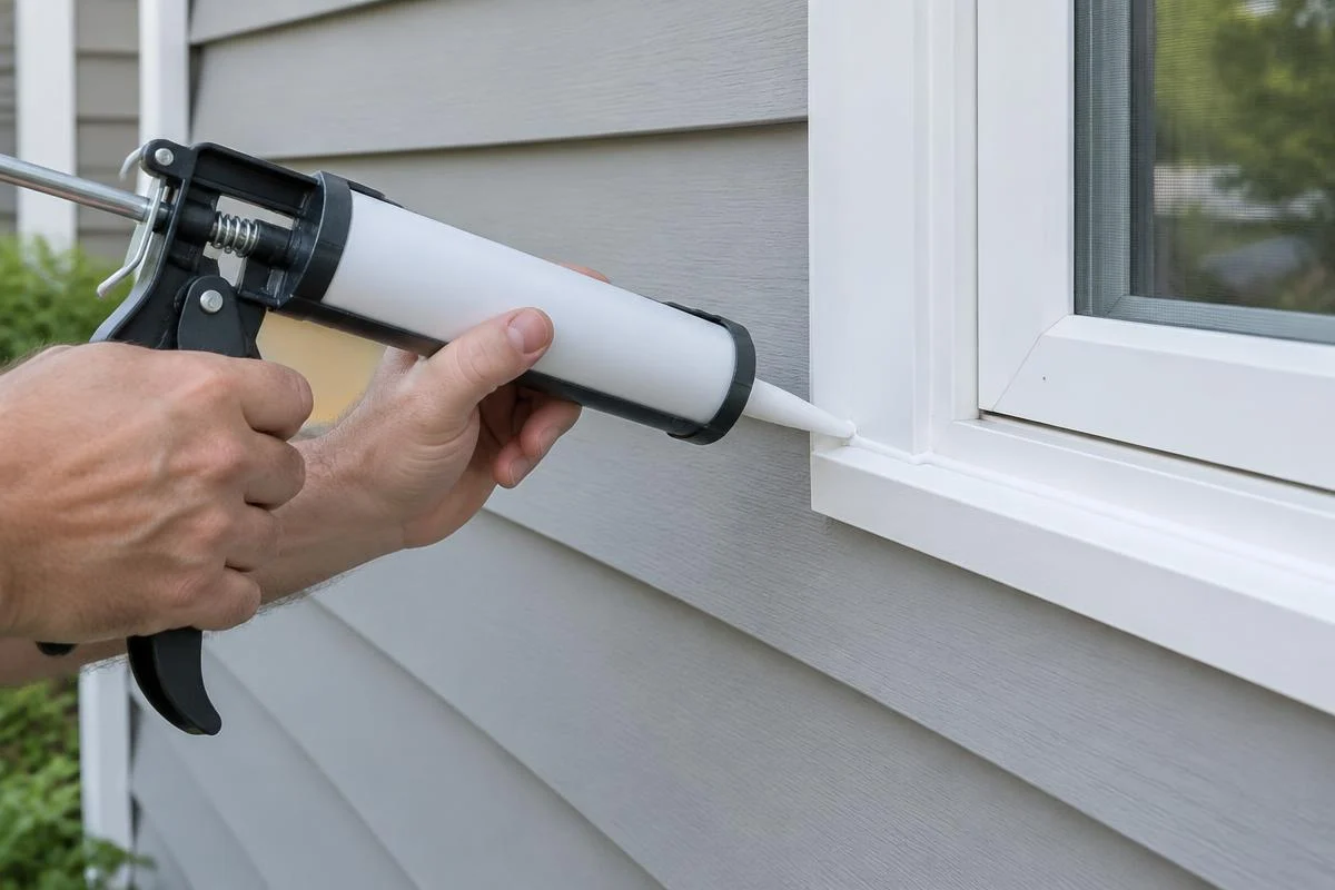 Sealing gaps around a window to keep Asian lady beetles out