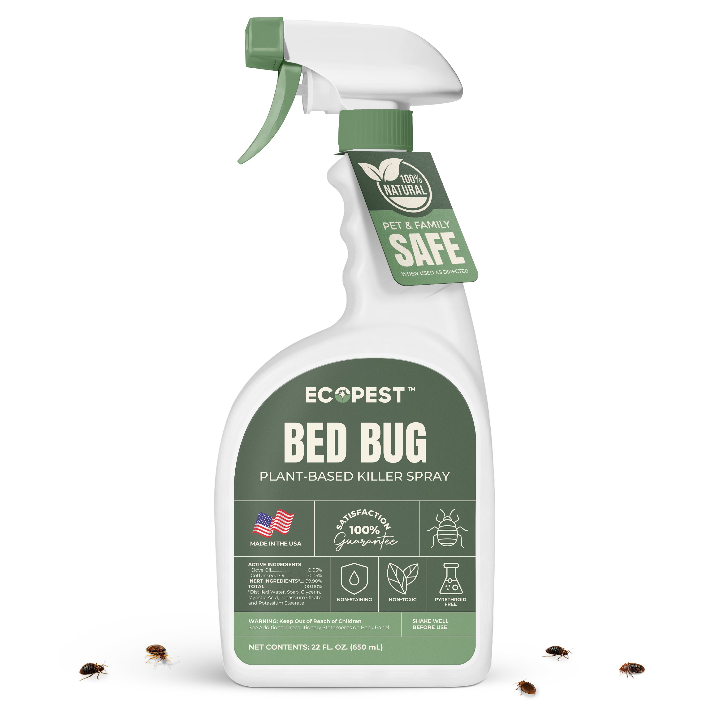 Bed Bug Spray – Natural, Plant-Based Killer for Bed Bugs, Eggs & Nymphs | Fabric & Mattress-Safe Home Treatment for Indoor Use