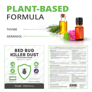 Bed Bug Killer Dust, 1 lb | Natural Pumice Powder with Thyme and Geraniol for Indoor Treatment of Bed Bugs