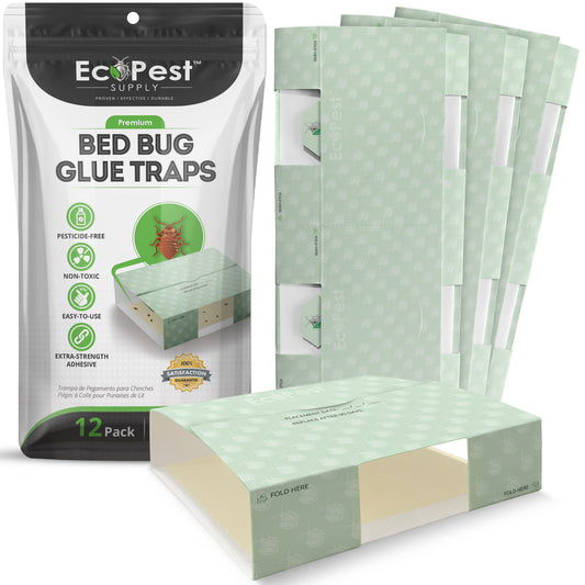 Bed Bug Glue Traps – 12 Pack | Sticky Pest Control Trap and Bed Bug Killer | Adhesive Crawling Insect Interceptors, Trap, Monitor, and Detector for
