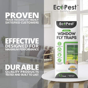 Window Fly Traps – 12 Pack | Transparent Sticky Fly Trap for Windows by EcoPest Supply