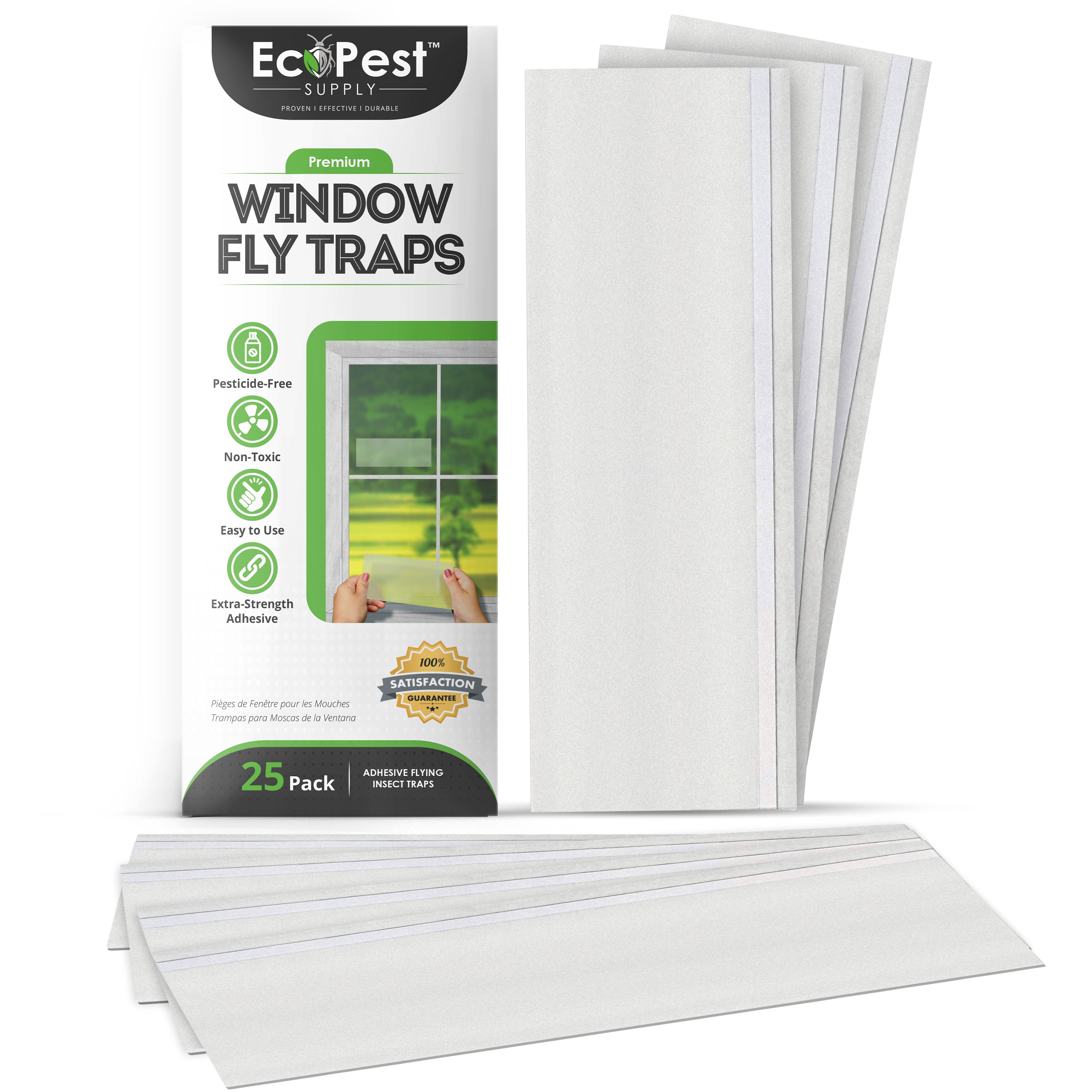 Window Fly Trap – 25 Pack  Transparent Sticky Fly Strips for